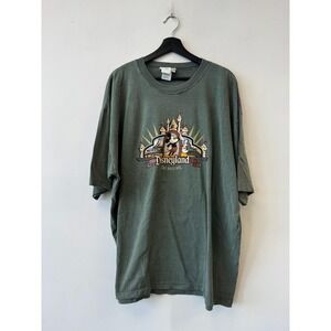Vintage Disneyland Shirt Mens 2XL Green Mickey Mouse Castle Graphic Tee T-Shirt